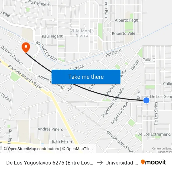 De Los Yugoslavos 6275 (Entre Los Genoveses Y Los Alemanes) to Universidad Blas Pascal map