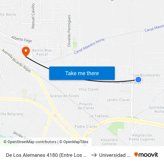 De Los Alemanes 4180 (Entre Los Friulanos Y Los Toscanos) to Universidad Blas Pascal map