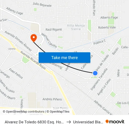 Alvarez De Toledo 6830 Esq. Hogar San Camilo to Universidad Blas Pascal map