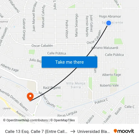 Calle 13 Esq. Calle 7 (Entre Calle 6 Y Calle 7) to Universidad Blas Pascal map
