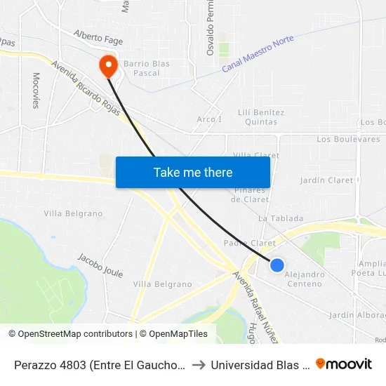 Perazzo 4803 (Entre El Gaucho Y Blanqui) to Universidad Blas Pascal map