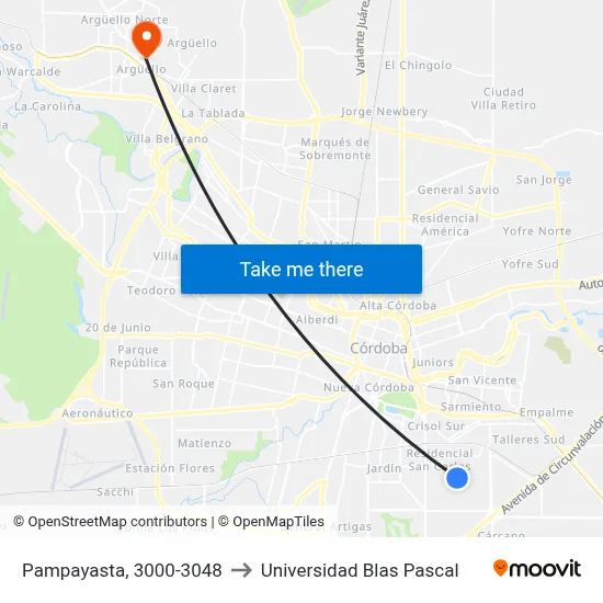 Pampayasta, 3000-3048 to Universidad Blas Pascal map