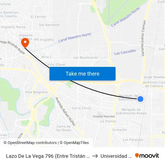 Lazo De La Vega 796 (Entre Tristán De Tejeda Y Suarez Mejias) to Universidad Blas Pascal map