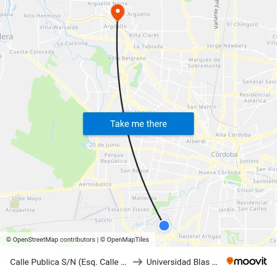 Calle Publica S/N (Esq. Calle Publica) to Universidad Blas Pascal map