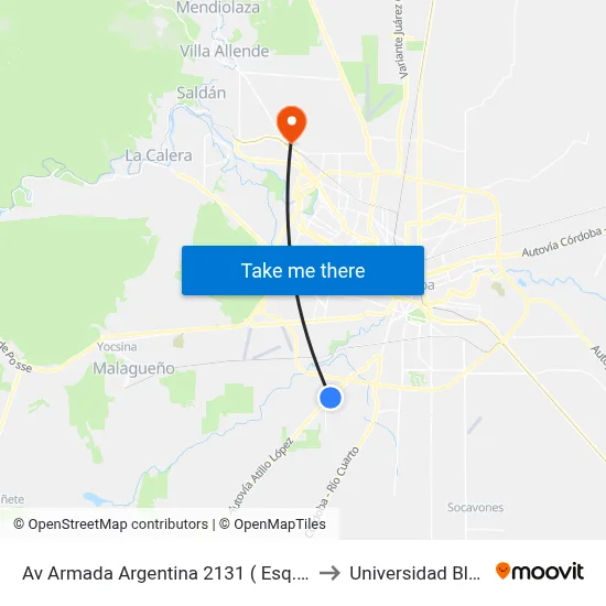 Av Armada Argentina 2131 ( Esq. Bogota Regreso) to Universidad Blas Pascal map