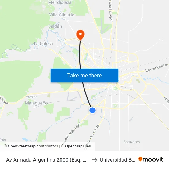 Av Armada Argentina 2000 (Esq. Chuña Huasi Regreso) to Universidad Blas Pascal map