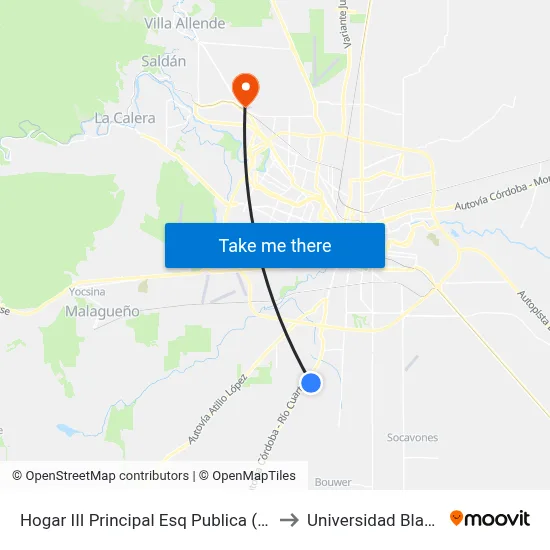 Hogar III Principal Esq Publica (Manzana "9") to Universidad Blas Pascal map