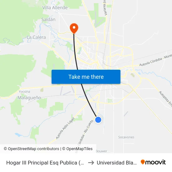 Hogar III Principal Esq Publica (Manzana "57") to Universidad Blas Pascal map