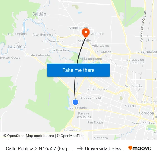 Calle Publica 3 N° 6552 (Esq. Rio Yuspe) to Universidad Blas Pascal map