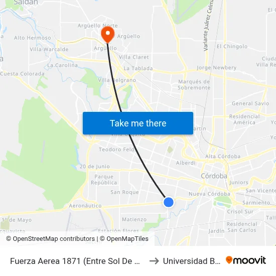 Fuerza Aerea 1871 (Entre Sol De Mayo Y Sgto. Romero) to Universidad Blas Pascal map