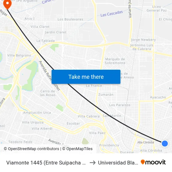 Viamonte 1445 (Entre Suipacha Y Cochabamba) to Universidad Blas Pascal map
