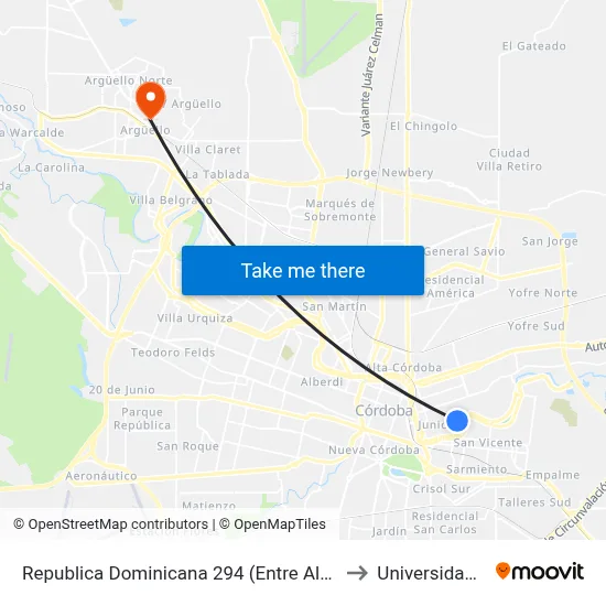 Republica Dominicana 294 (Entre Alejandro Carbo Y Manuel Dorrego) to Universidad Blas Pascal map
