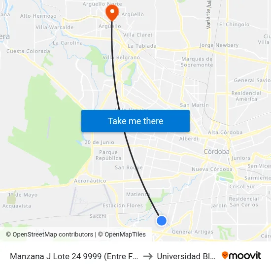 Manzana J Lote 24 9999 (Entre Frente Manzana J ) to Universidad Blas Pascal map