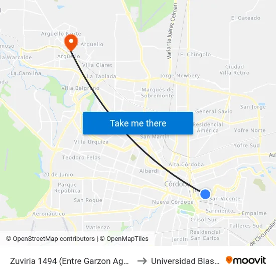 Zuviria 1494 (Entre Garzon Agulla Y Salto) to Universidad Blas Pascal map