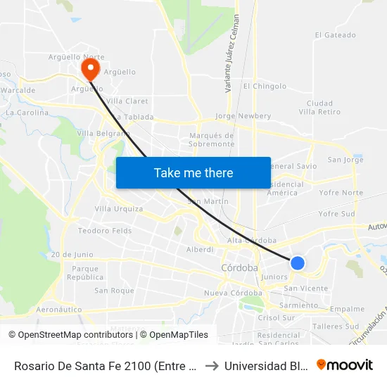 Rosario De Santa Fe 2100 (Entre Bio-Bio Y Sandino) to Universidad Blas Pascal map