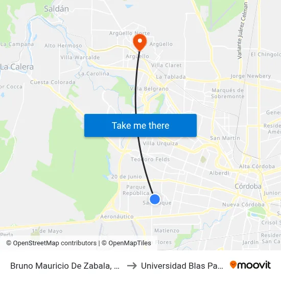 Bruno Mauricio De Zabala, 4452 to Universidad Blas Pascal map