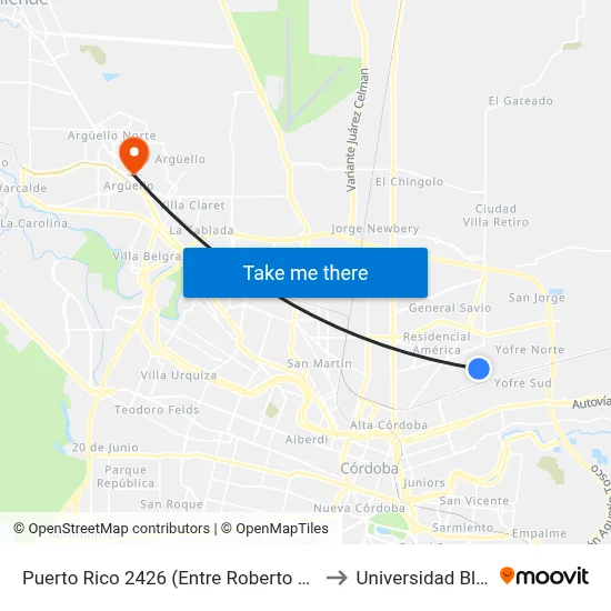 Puerto Rico 2426 (Entre Roberto Levillier Y Carlos Iii) to Universidad Blas Pascal map