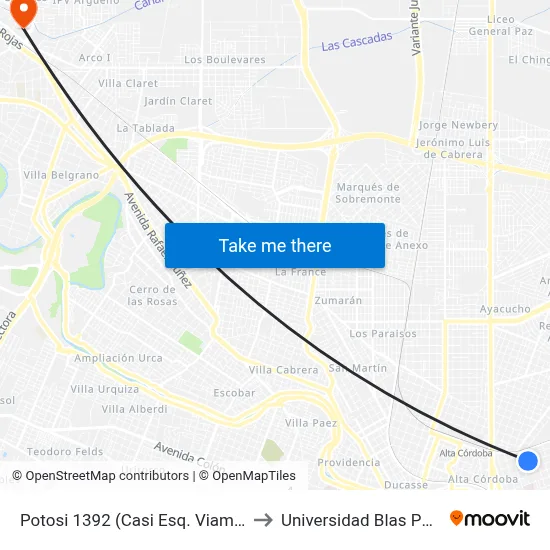 Potosi 1392 (Casi Esq. Viamonte) to Universidad Blas Pascal map