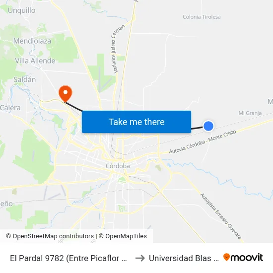 El Pardal 9782 (Entre Picaflor Y Cardenal) to Universidad Blas Pascal map