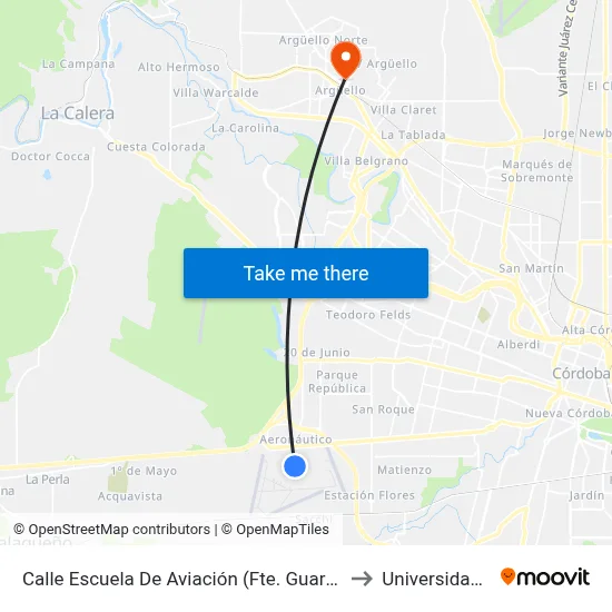 Calle Escuela De Aviación (Fte. Guarnición Aérea Córdoba I.P.E.M 251) to Universidad Blas Pascal map