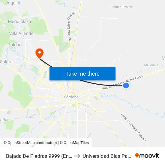 Bajada De Piedras 9999 (Entre ) to Universidad Blas Pascal map