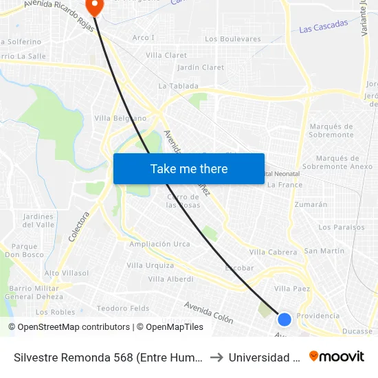 Silvestre Remonda 568 (Entre Humberto Primo Y La Tablada) to Universidad Blas Pascal map