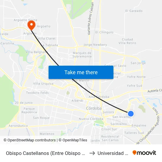 Obispo Castellanos  (Entre Obispo Maldonado Y Argandoña) to Universidad Blas Pascal map