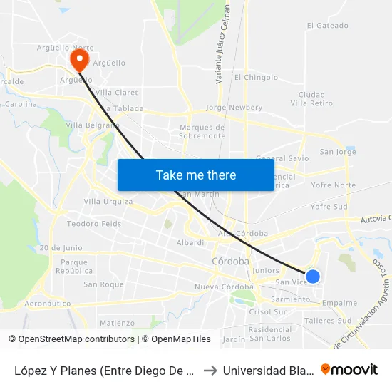 López Y Planes  (Entre Diego De Torres Y Gorriti) to Universidad Blas Pascal map