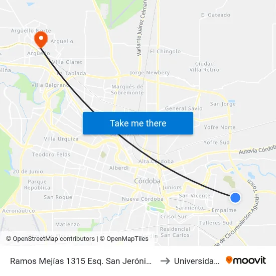 Ramos Mejías 1315 Esq. San Jerónimo (Entre Entre Rios Y San Jerónimo) to Universidad Blas Pascal map
