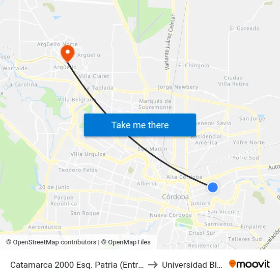 Catamarca 2000 Esq. Patria (Entre Mejico Y Patria) to Universidad Blas Pascal map