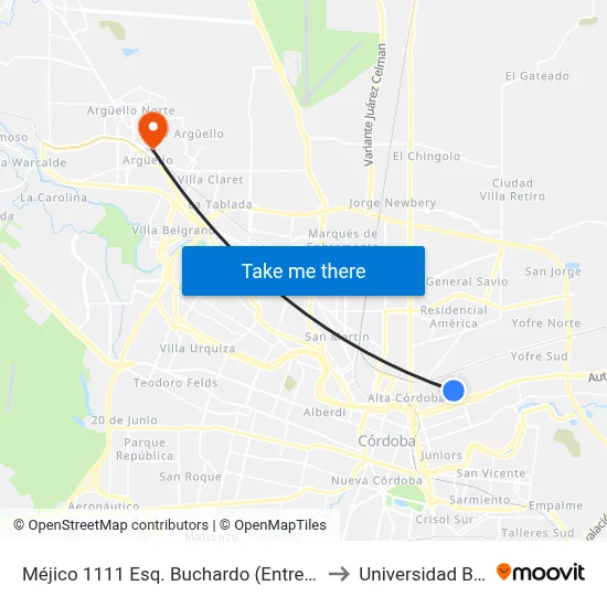 Méjico 1111 Esq. Buchardo (Entre Charcas Y Buchardo) to Universidad Blas Pascal map