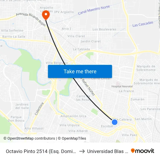 Octavio Pinto 2514 (Esq. Domingo Zipoli) to Universidad Blas Pascal map
