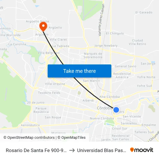 Rosario De Santa Fe 900-999 to Universidad Blas Pascal map
