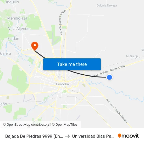 Bajada De Piedras 9999 (Entre ) to Universidad Blas Pascal map