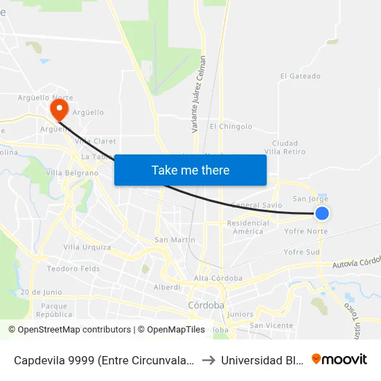 Capdevila 9999 (Entre Circunvalacion Y Al Gateado) to Universidad Blas Pascal map
