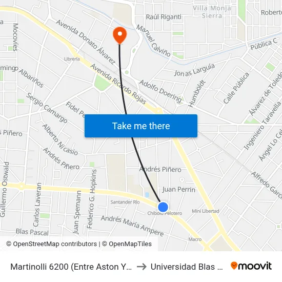 Martinolli 6200 (Entre Aston Y Nepper) to Universidad Blas Pascal map