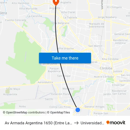 Av Armada Argentina 1650 (Entre Lago Argentino Y Penitente (Cpc)) to Universidad Blas Pascal map