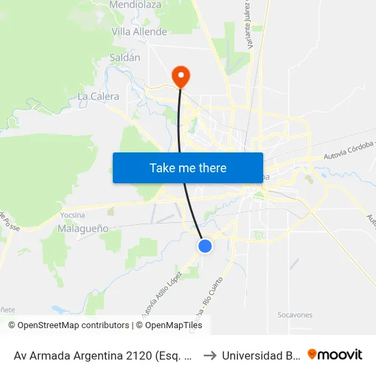 Av Armada Argentina 2120 (Esq. Av. Renault Argentina) to Universidad Blas Pascal map