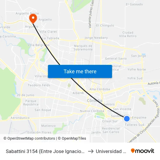 Sabattini 3154 (Entre Jose Ignacio Gorriti Y Hiper Libertad) to Universidad Blas Pascal map