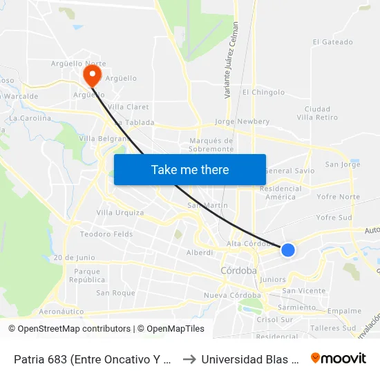Patria 683 (Entre Oncativo Y Libertad) to Universidad Blas Pascal map