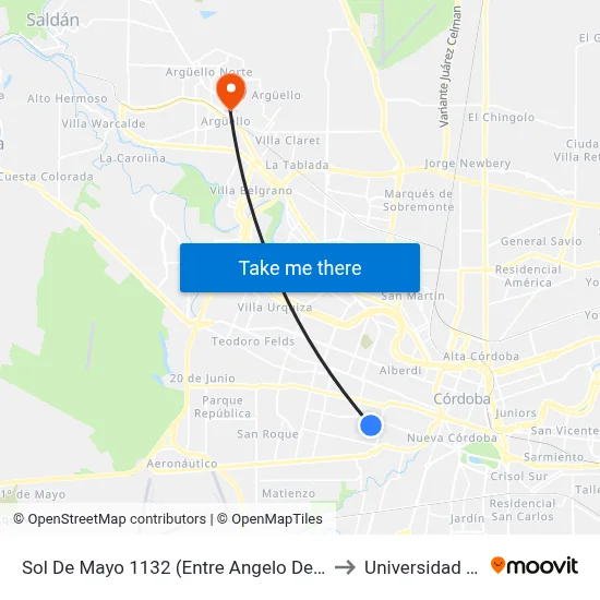 Sol De Mayo 1132 (Entre Angelo De Peredo Y Domingo Funes) to Universidad Blas Pascal map