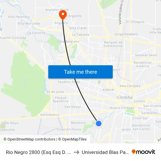 Rio Negro 2800 (Esq Esq  D. Irala) to Universidad Blas Pascal map
