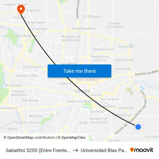 Sabattini 5200 (Entre Frente Fiat) to Universidad Blas Pascal map