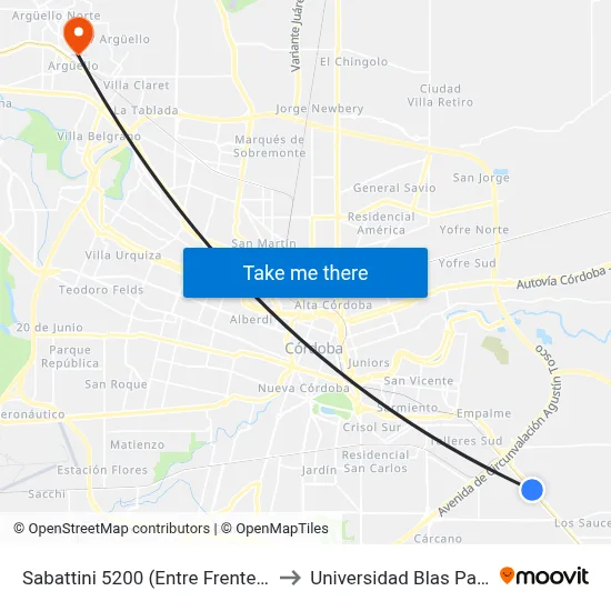Sabattini 5200 (Entre Frente Fiat) to Universidad Blas Pascal map