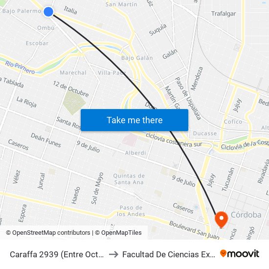 Caraffa 2939 (Entre Octavio Pinto Y Luis Galeano) to Facultad De Ciencias Exactas, Fisicas Y Naturales map