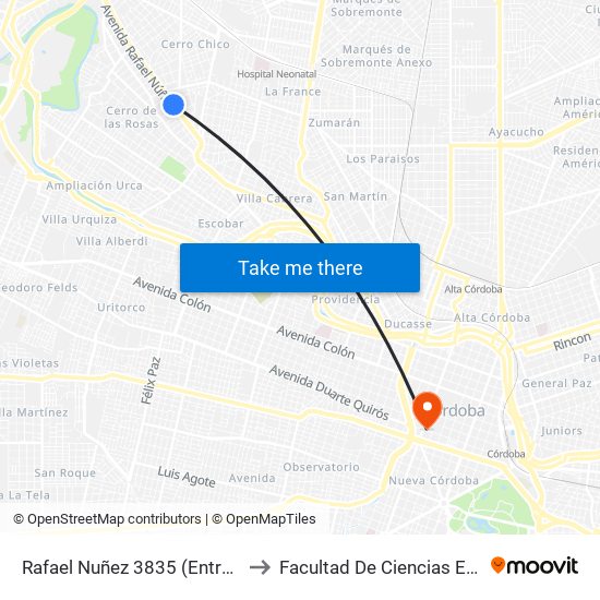 Rafael Nuñez 3835 (Entre Berrotaran Y Arruabarrena) to Facultad De Ciencias Exactas, Fisicas Y Naturales map