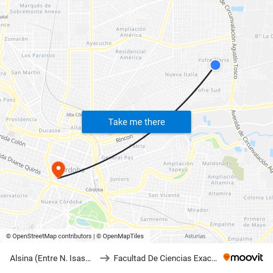 Alsina (Entre N. Isasmendi & V. Y Ocaña) to Facultad De Ciencias Exactas, Fisicas Y Naturales map