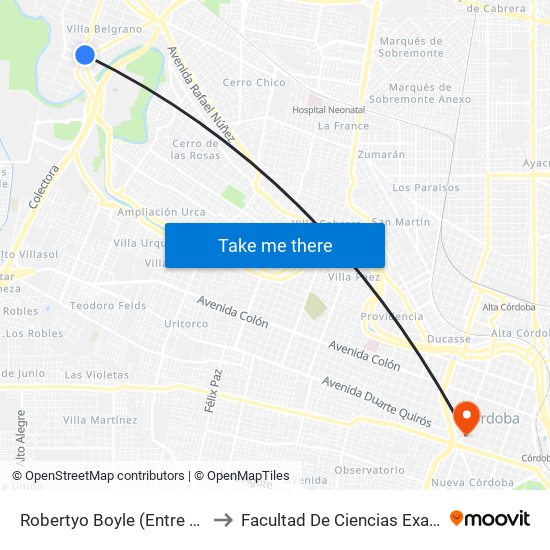 Robertyo Boyle (Entre Av. Gauss Y S. Laplace) to Facultad De Ciencias Exactas, Fisicas Y Naturales map