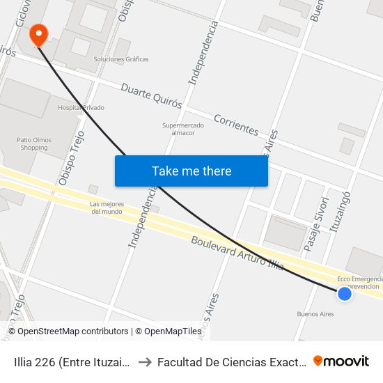Illia 226 (Entre Ituzaingo Y Chacabuco) to Facultad De Ciencias Exactas, Fisicas Y Naturales map