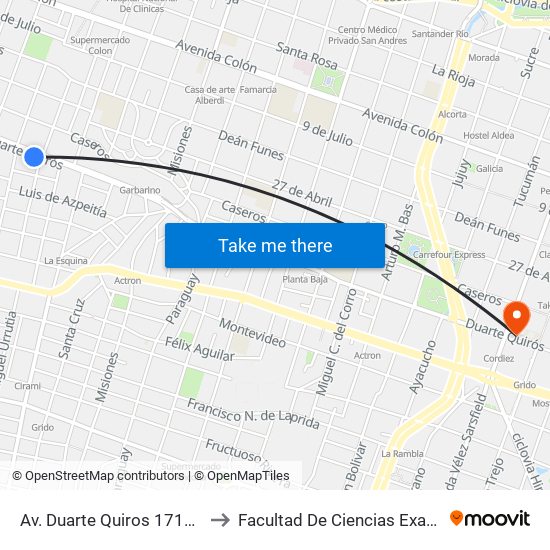 Av. Duarte Quiros 1717 (Esq. Miguel Urrutia) to Facultad De Ciencias Exactas, Fisicas Y Naturales map